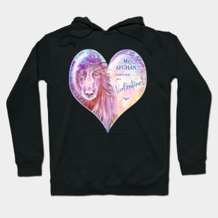 Black Afghan Hound. Forever my Valentine. Art. Hoodie